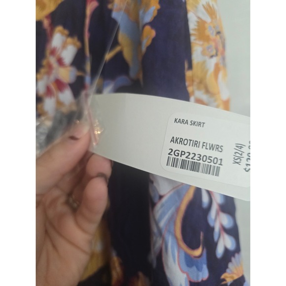 Soft Surroundings KARA SKIRT Akrotiri‎ Flowers Tiered Maxi Blue Floral XS 2/4 - Picture 2 of 6